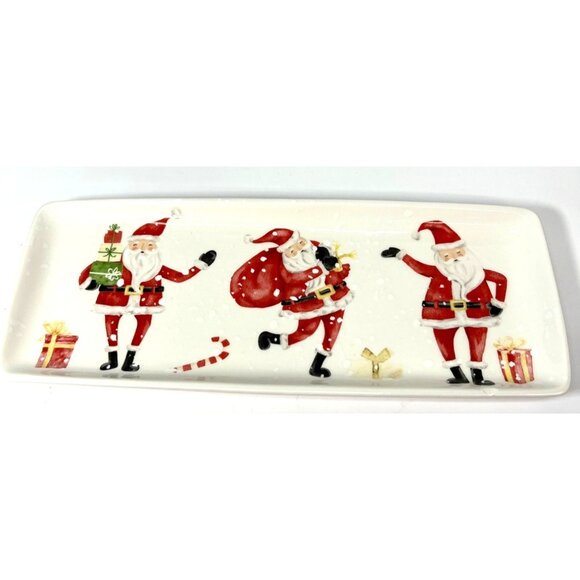 Christmas Rectangular Santa Claus Ceramic Serving Tray - 12.5 x 5 - Dishwasher & - Picture 3 of 4